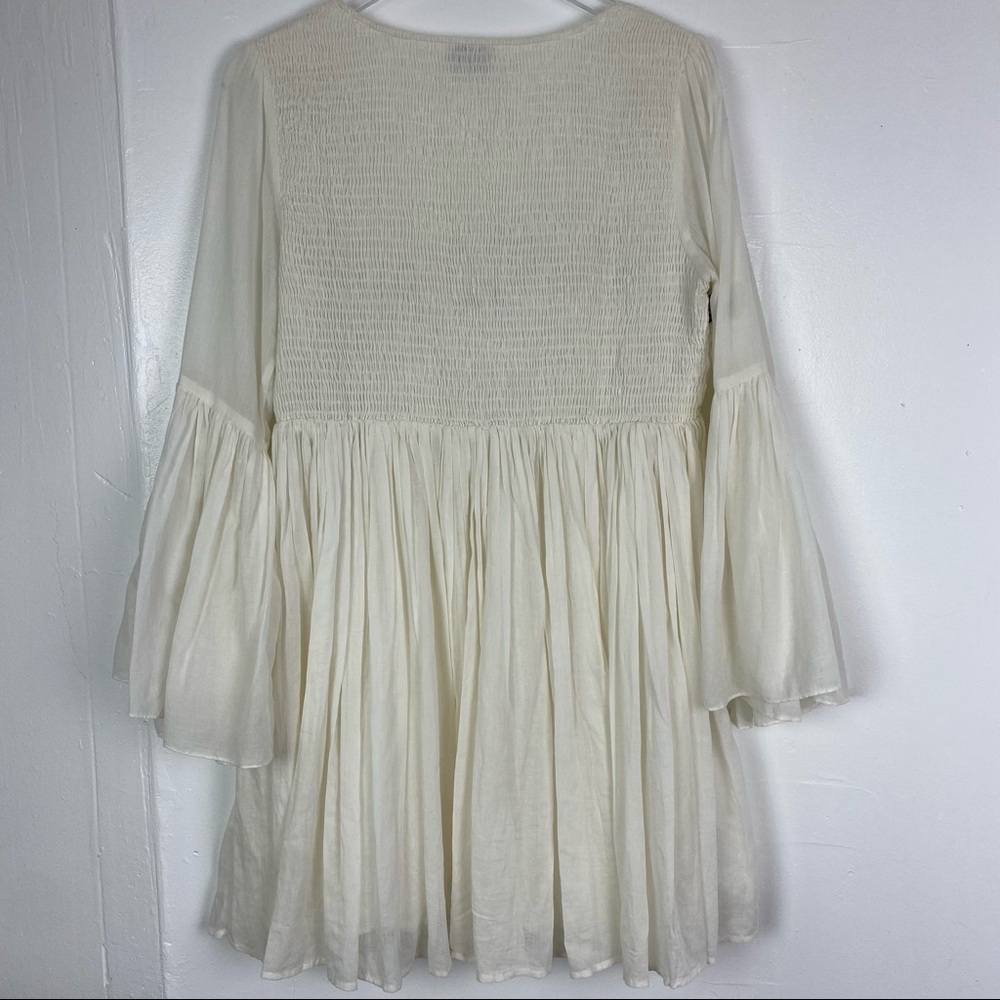 White Embroidered Square-Neck Mini Dress - Picture 9 of 9